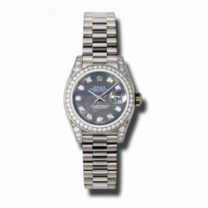 Rolex Lady-Datejust 26 Black Mother Of Pearl Dial 18K White Gold President Automatic Ladies Watch 179159BKMDP