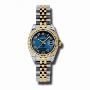 Rolex Datejust Blue Concentric Dial Steel and 18kt Yellow Gold Mens Watch 179173BLCAJ