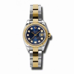 Rolex Datejust Blue Dial Automatic Stainless Steel and 18kt Yellow Gold Ladies Watch 179173BLDO