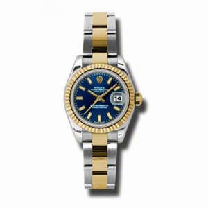 Rolex Datejust Blue Dial Automatic Stainless Steel and 18kt Yellow Gold Ladies Watch 179173BLSO