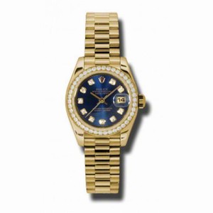 Rolex Lady-Datejust 26 Blue Dial 18K Yellow Gold President Automatic Ladies Watch 179138BLDP