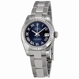Rolex Datejust Blue Dial Fluted 18kt White Gold Bezel Ladies Watch 179174BLRO