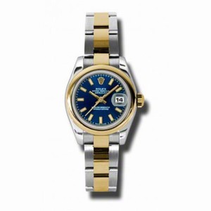 Rolex Datejust Blue Dial Steel and Yellow Gold Ladies Watch 179163BLSO