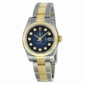 Rolex Lady Datejust Blue Vignette Dial Automatic Stainless Steel and 18kt Yellow Gold Ladies Watch 179173BLVDO
