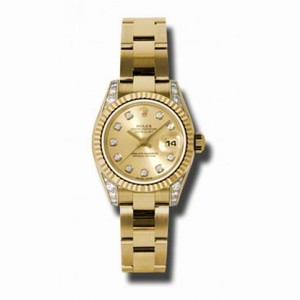 Rolex Lady Datejust Champagne Dial 18kt Yellow Gold Diamond Automatic Ladies Watch 179238CDO