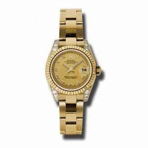 Rolex Lady Datejust Champagne Dial 18kt Yellow Gold Diamond Ladies Watch 179238CRO