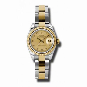 Rolex Datejust Champagne  Dial Automatic Stainless Steel and 18kt Yellow Gold Ladies Watch 179173CAO