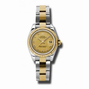 Rolex Datejust Champagne  Dial Automatic Stainless Steel and 18kt Yellow Gold Ladies Watch 179173CRO