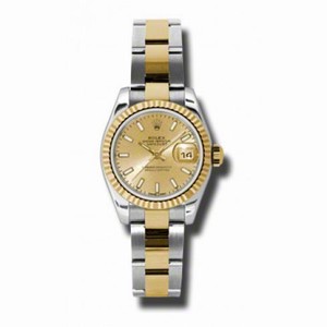 Rolex Datejust Champagne  Dial Automatic Stainless Steel and 18kt Yellow Gold Ladies Watch 179173CSO