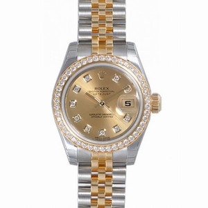 Rolex Datejust Champagne Dial Steel and Yellow Gold Diamond Ladies Watch 179383CDJ