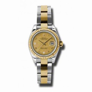 Rolex Datejust Champagne Goldust Mother of Pearl Dial Automatic Stainless Steel and 18kt Yellow Gold Ladies Watch 179173CGDMADO