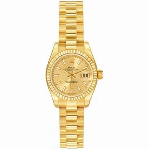 Rolex Lady-Datejust 26 Champagne Dial 18K Yellow Gold President Automatic Ladies Watch 179178CSP