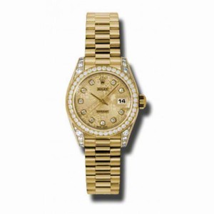 Rolex Lady-Datejust 26 Champagne Dial 18K Yellow Gold President Automatic Ladies Watch 179158CJDP