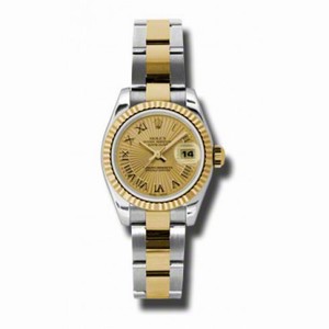 Rolex Datejust Champagne  Dial Automatic Stainless Steel and 18kt Yellow Gold Ladies Watch 179173CSBRO