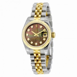 Rolex Lady Datejust Dark Mother of Pearl Dial Automatic Stainless Steel 18kt Yellow Gold  Ladies Watch 179173BKMDJ