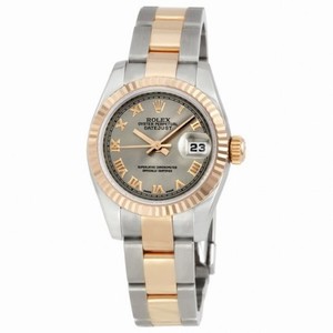 Rolex Datejust Grey Roman Dial 18k Rose Gold and Stainless Steel Oyster Bracelet 179171GYRO