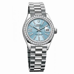 Rolex Lady-Datejust 28 Ice Blue Dial Platinum President Automatic Ladies Watch 279136IBLSRDP