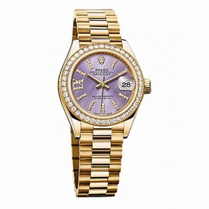 Rolex Lady-Datejust 28 Liliac Dial 18K Yellow Gold President Automatic Ladies Watch 279138LISRDP