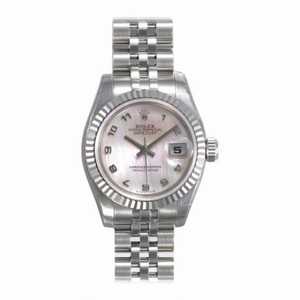 Rolex Datejust Mother of Pearl Arabic Dial Jubilee Bracelet 18k White Gold Fluted Bezel Ladies Watch 179174MAJ