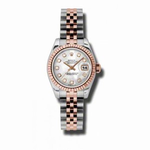 Rolex Datejust Mother of Pearl Diamond Dial 18k Rose Gold Fluted Bezel Two Tone Ladies Watch 179171MDJ