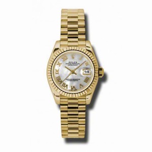 Rolex Lady-Datejust 26 Mother Of Pearl Dial 18K Yellow Gold President Automatic Ladies Watch 179178MRP