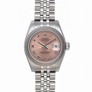 Rolex Lady Datejust Pink Roman Dial Fluted 18k White Gold Bezel Steel Jubilee Bracelet Watch 179174PRJ