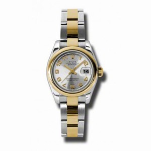 Rolex Datejust Silver Concentric Dial Steel and Yellow Gold Ladies Watch 179163SCAO