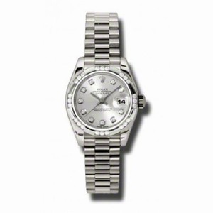 Rolex Lady-Datejust 26 Silver Dial 18K White Gold President Automatic Ladies Watch 179369SDP