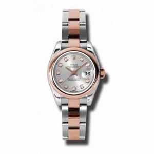 Rolex Datjeust Silver Diamond Steel and Pink Gold Oyster Ladies Watch 179161SDO