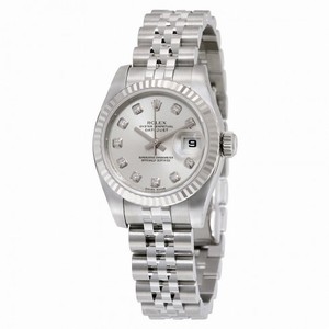 Rolex Datejust Silver Diamond Dial Jubilee Bracelet 18k White Gold Fluted Bezel Ladies Watch 179174SDJ