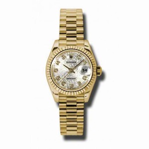 Rolex Lady-Datejust 26 Silver Jubilee Dial 18K Yellow Gold President Automatic Ladies Watch 179178SJDP