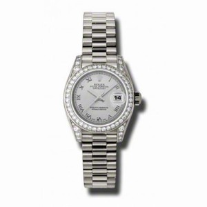Rolex Lady-Datejust 26 Silver Dial 18K White Gold President Automatic Ladies Watch 179159SRP