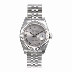 Rolex Datejust Silver Roman Dial Jubilee Bracelet 18k White Gold Fluted Bezel Ladies Watch 179174SRJ