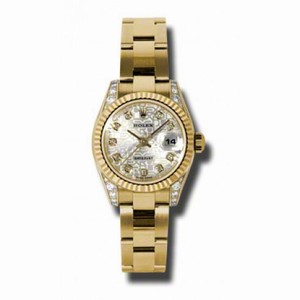 Rolex Lady Datejust Siver Dial 18kt Yellow Gold Diamond Ladies Watch 179238SJDO