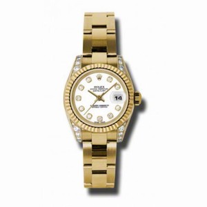 Rolex Lady Datejust White Dial 18kt Yellow Gold Diamond Ladies Watch 179238WDO