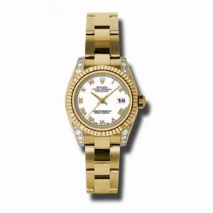 Rolex Lady Datejust White Dial 18kt Yellow Gold Diamond Ladies Watch 179238WRO
