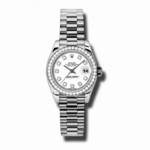 Rolex Lady-Datejust 26 White Dial Platinum President Automatic Ladies Watch 179136WDP