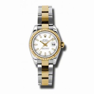 Rolex Datejust White Dial Automatic Stainless Steel and 18kt Yellow Gold Ladies Watch 179173WSO