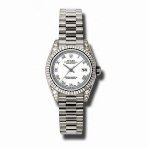 Rolex Lady-Datejust 26 White Dial 18K White Gold President Automatic Ladies Watch 179239WRP