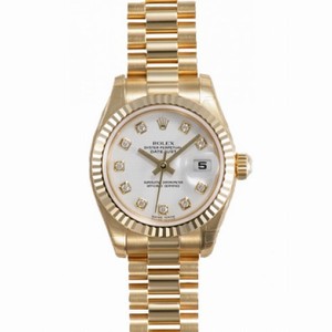 Rolex Lady-Datejust 26 White Dial 18K Yellow Gold President Automatic Ladies Watch 179178WDP