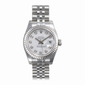 Rolex Datejust White Diamond Dial Jubilee Bracelet 18k White Gold Fluted Bezel Ladies Watch 179174WDJ