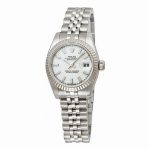 Rolex Datejust White Index Dial Jubilee Bracelet 18k White Gold Fluted Bezel Ladies Watch 179174WSJ
