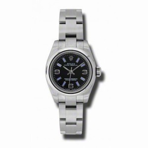 Rolex Black Dial Stainless Steel Oyster Bracelet Ladies Watch 176200BKBLSAO