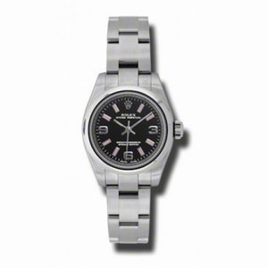 Rolex Black Dial Stainless Steel Oyster Bracelet Automatic Ladies Watch 176200BKPSAO