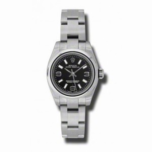 Rolex Black Dial Stainless Steel Oyster Bracelet Automatic Ladies Watch 176200BKSAO