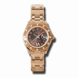 Rolex Datejust Chocolate Brown Roman Diamond Dial 18kt Pink Gold Automatic Ladies Watch 80315BRRDPM