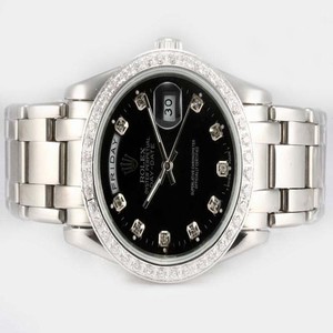 Rolex Masterpiece 80299 Black Dial Round Silver Stainless Steel Strap Watch