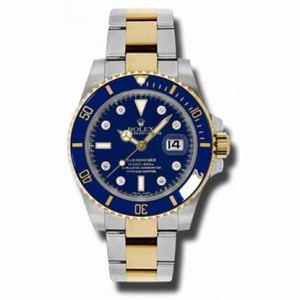 Rolex Men's Submariner Blue Diamond Dial 18k Yellow Gold Two Tone Men's Watch 116613BLDO
