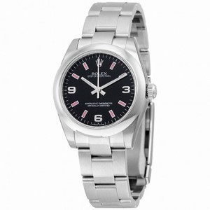 Rolex No Date Black Arabic Dial Pink Index Domed Bezel Unisex Watch 177200BKAPSO