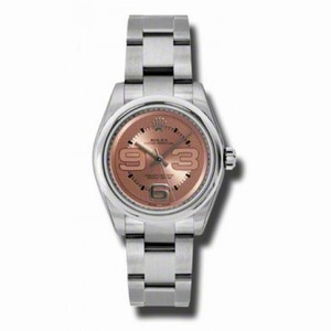 Rolex No Date Pink Oversized Arabic Markers Dial Stainless Steel Oyster Bracelet Watch 177200P369O